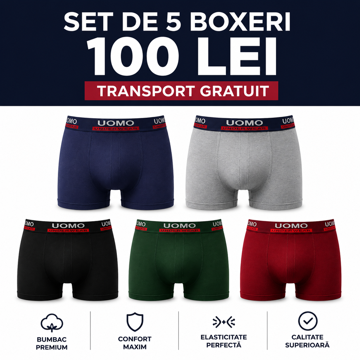 SET DE 5 PREMIUM BOXERİ - EDITIE LIMITATĂ