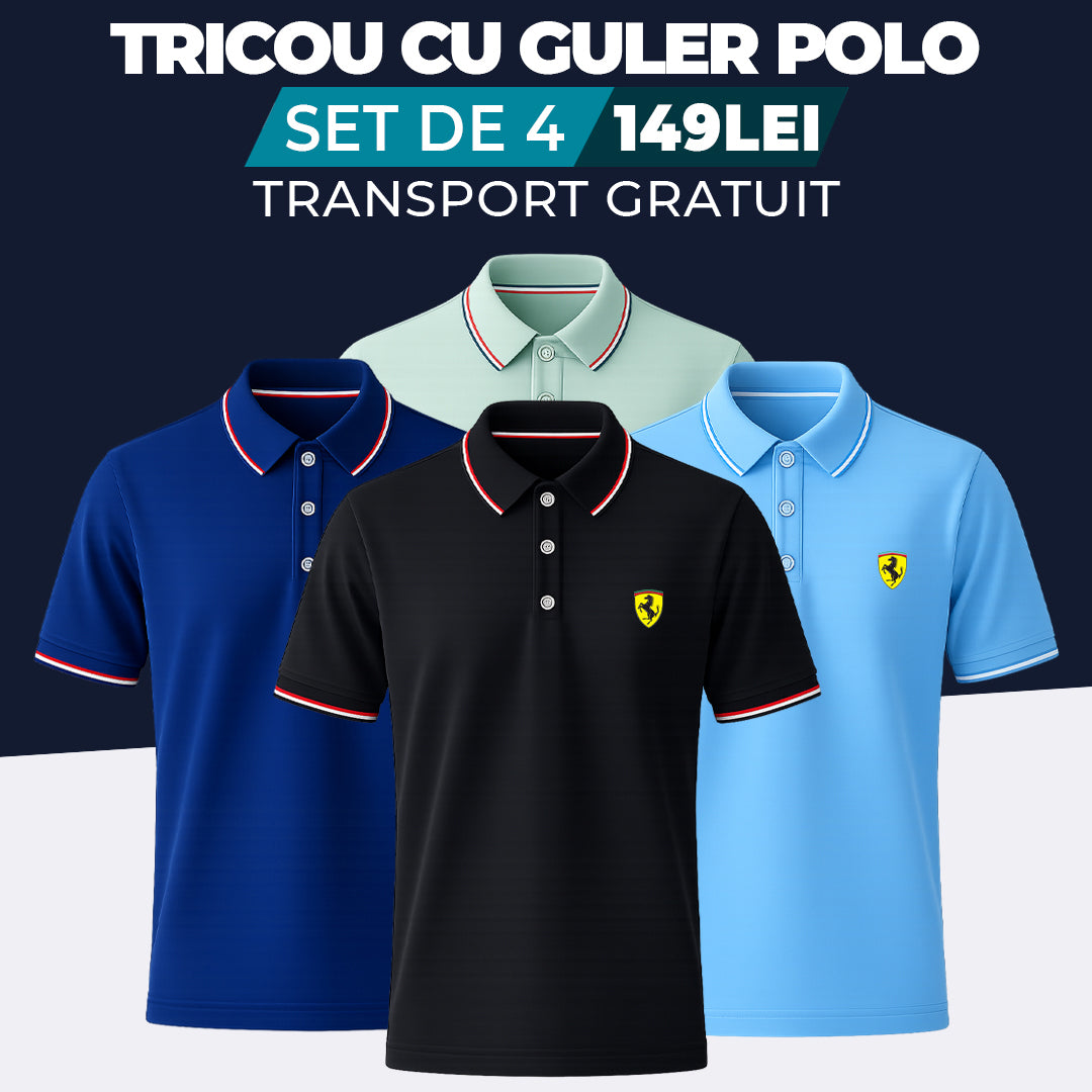 NEGRU - BLEUMARIN - VERDE DESCHIS - ALBASTRU DESCHIS - TRICOU CU GULER POLO