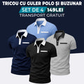BLEUMARIN - BLEU DESCHIS - GRI - NEGRU - TRICOU CU GULER POLO ȘI BUZUNAR