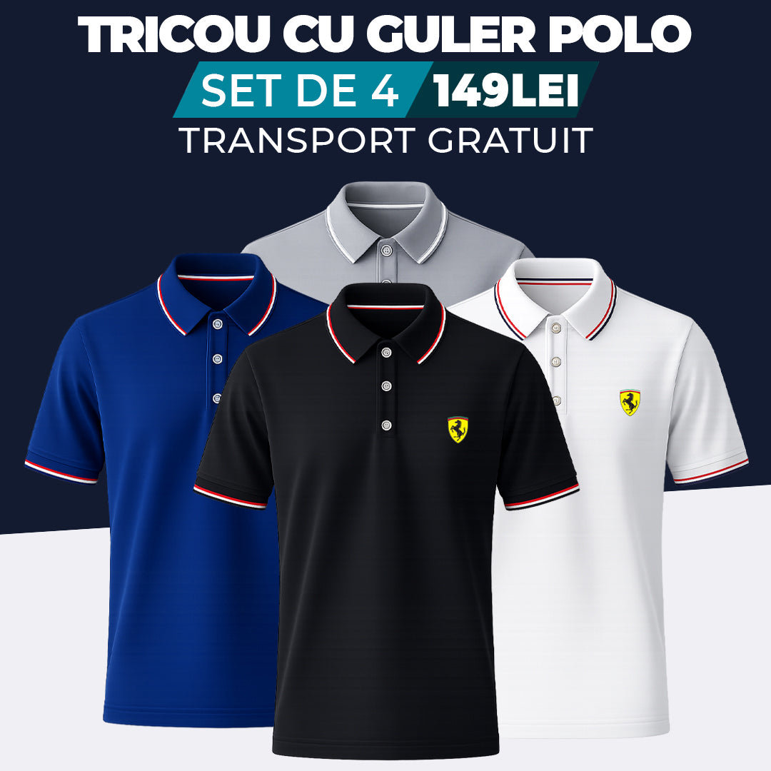NEGRU - ALB - GRI - BLEUMARIN - TRICOU CU GULER POLO