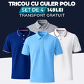BLEUMARIN - GRI - ALB - ALBASTRU DESCHIS - TRICOU CU GULER POLO