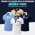 ALB - BEJ - BLEUMARIN - BLEU DESCHIS - TRICOU CU GULER POLO ȘI BUZUNAR