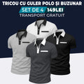 GRI - ANTRACIT - NEGRU - ALB - TRICOU CU GULER POLO ȘI BUZUNAR