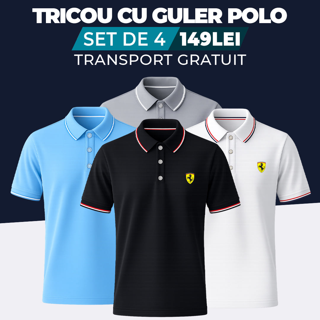 NEGRU - ALB - GRI - ALBASTRU DESCHIS - TRICOU CU GULER POLO
