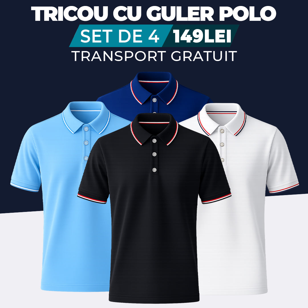 NEGRU - ALB - BLEUMARIN - ALBASTRU DESCHIS - TRICOU CU GULER POLO