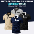 BEJ - BLEUMARIN - GRI - NEGRU - TRICOU CU GULER POLO ȘI BUZUNAR