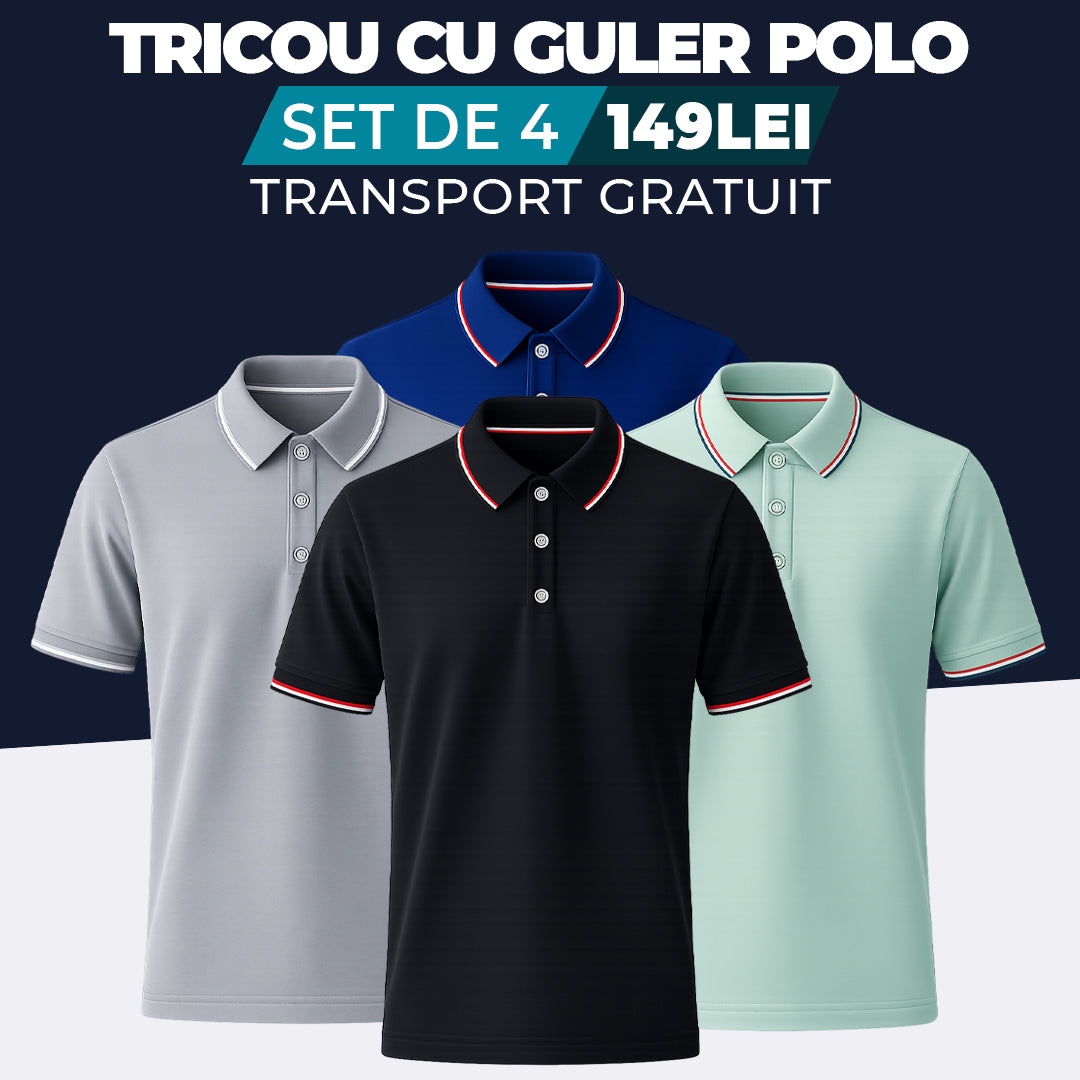 NEGRU - GRI - BLEUMARIN - VERDE DESCHIS - TRICOU CU GULER POLO