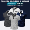 BLEUMARIN - GRI - ALB - ANTRACIT - TRICOU CU GULER POLO ȘI BUZUNAR