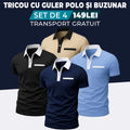 NEGRU - BEJ - BLEU DESCHIS - BLEUMARIN - TRICOU CU GULER POLO ȘI BUZUNAR
